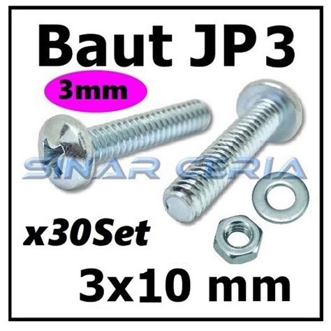 Jual X30 Baut Mur Ring M3x10 JP 3x10 Baut JP M3 3x10 3x10mm M3x10