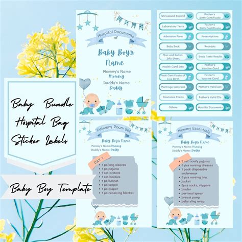 Baby Boy Editable Hospital Documents Sticker Labels Hospital Etsy