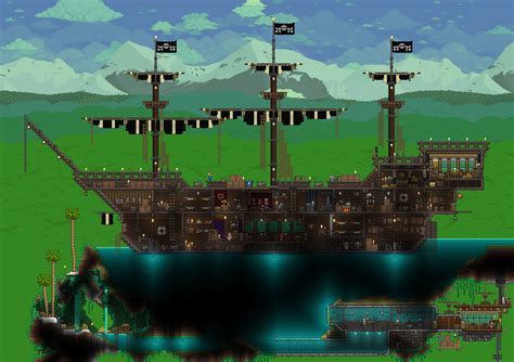 Npc Pirate Ship With Grotto And Sea Lab Rterraria