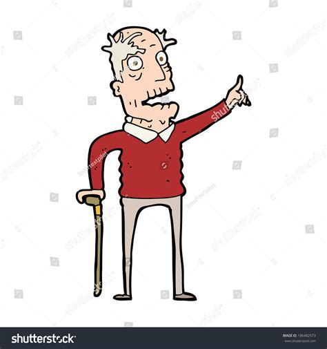 Cartoon Old Man Walking Stick Stock Vector Royalty Free 186482573