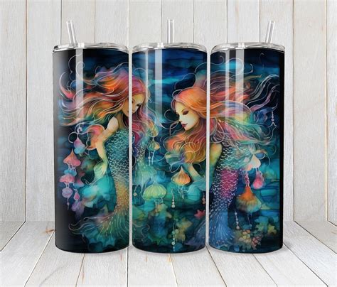 Tumbler Wrap Mermaid Png Underwater Mermaids 20oz Sublimation Etsy