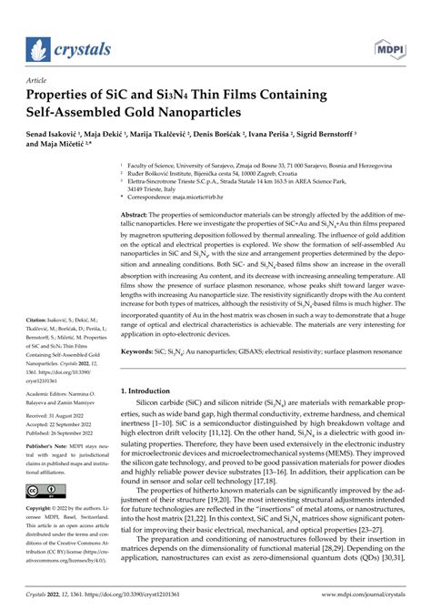 Full Article Properties Of SiC And Si3N4 Thin Films Containing Self