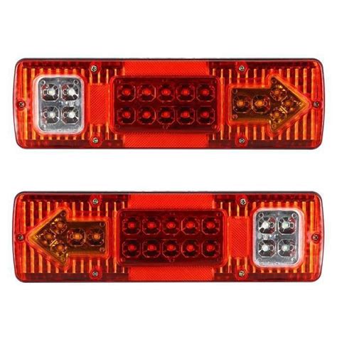 2Pcs Feux de Remorque Camion Caravane 19 LED Imperméable Rouge 12V