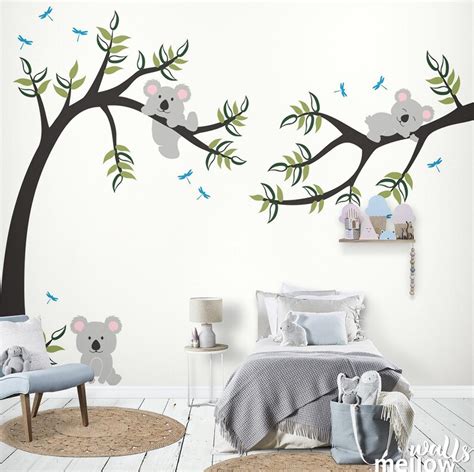 Koala Bear Tree And Branch Wall Decal Colorful Wall Decals Etsy