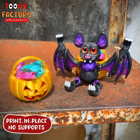 Stl File Flexi Print In Place Cute Halloween Bat Articulated 🎃 ・template To Download And 3d