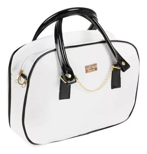 Bolsa Dama Mano Hombro Divisiones Elegante Mujer Cuero Color Blanco