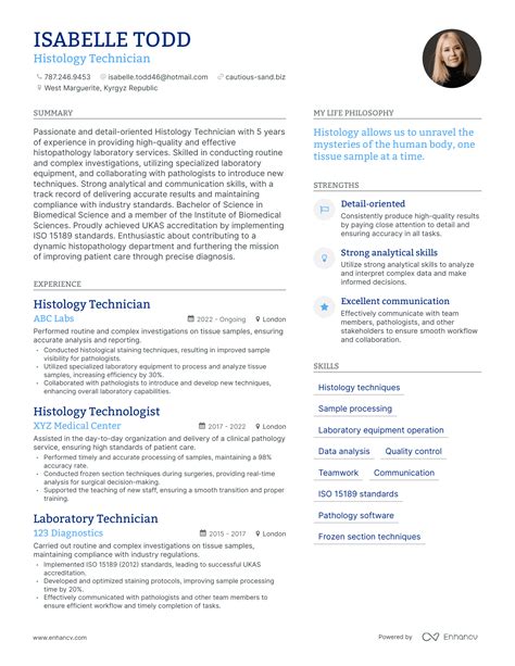 Successful Histology Technician Resume Examples And Writing Tips For