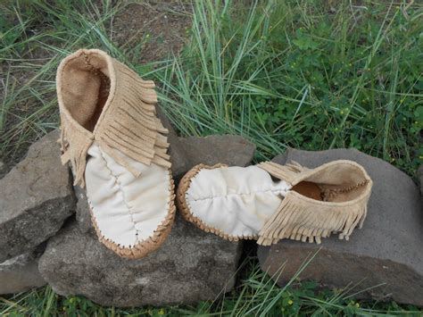 Short Moccasins With Fringe Center Seam Mocs Slip On Native