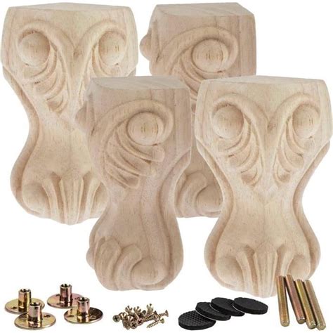 Lot De Pieds De Meubles En Bois Massif Sculpt De Style Europ En