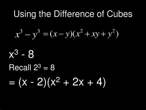 Ppt Factoring The Sum And Difference Of Two Cubes Powerpoint Presentation Id 6412590