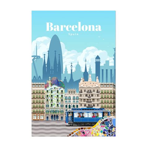 Barcelona Print Barcelona Wall Art Barcelona Poster Spain Etsy