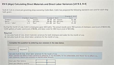 Solved E Algo Calculating Direct Materials And Direct Chegg