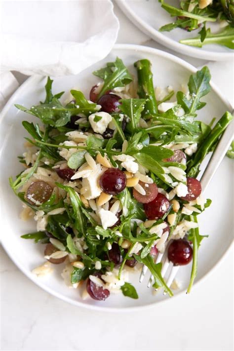 Orzo Arugula Salad With Feta And Grapes The Forked Spoon