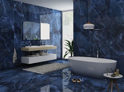 MYTHOS BLUE 60X120 CM Blue Color High Glossy Tile At Best Price In