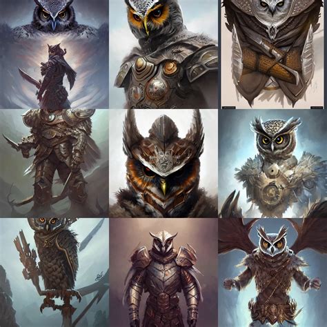 Owl Armor D D Fantasy Portrait Highly Detailed Stable Diffusion