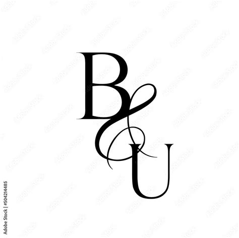 Ub Bu Monogram Logo Calligraphic Signature Icon Wedding Logo