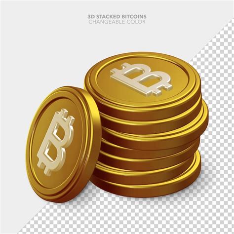 Premium Psd Isometric 3d Render Gold Stacked Crypto Currency Bitcoins