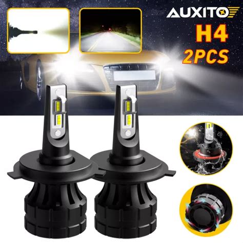 H4 Led Headlight Bulbs Conversion Kit High Low Beam White Super Bright