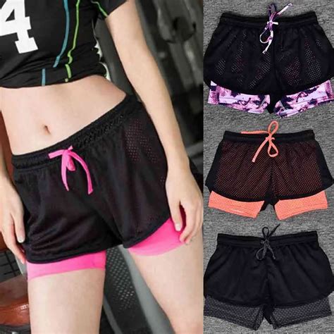 Women Sport Fitness Yoga Shorts 2 In 1 Women Athletic Shorts Cool