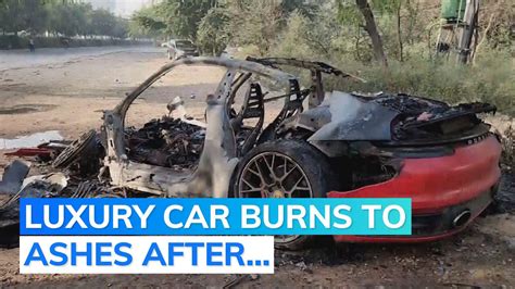 Speeding Porsche Hits Divider Then Tree And Bursts Into Flames In