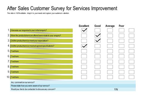 After Sales Customer Survey For Services Improvement Powerpoint