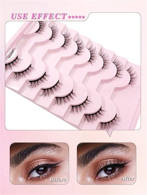 ENCHUW ENCHUW 8 Pairs Fake Eyelashes Half Lashes Natural Look Fluffy