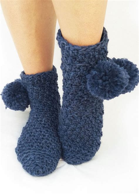 Pom Pom Crochet Slippers | FaveCrafts.com