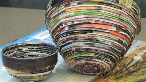 Recycled Magazine Bowls Youtube