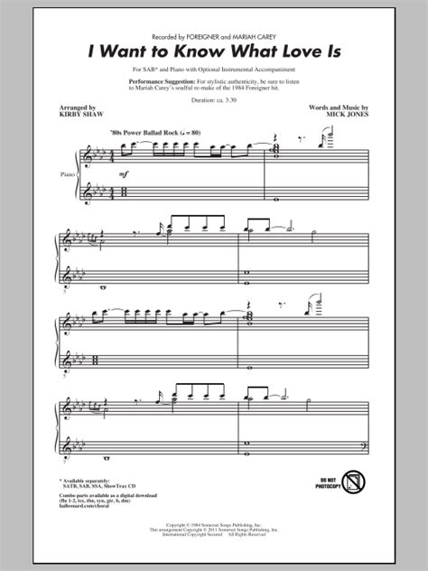 I Want To Know What Love Is | Sheet Music Direct