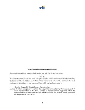 Psy Module Psy Module Three Activity Template Complete This