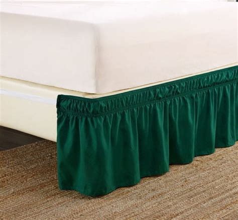 Full Hunter Green Elastic Wrap Around Dust Ruffled Bed Skirt Bedding