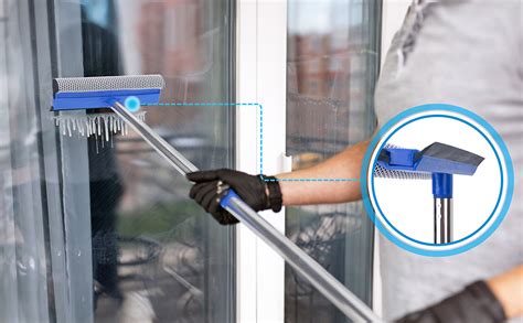 Window Squeegee, 2-in-1 Squeegee Blade and Sponge Long Handled Window ...
