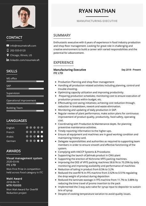 Manufacturing Executive Cv Sample In Resumekraft