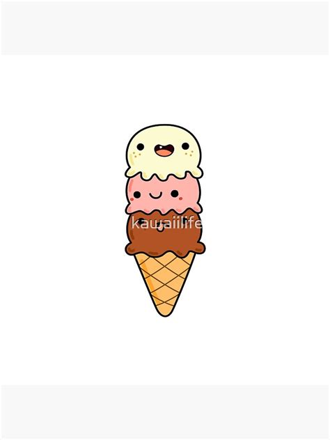 Kawaii Triple Scoop Ice Cream Cone Pin For Sale By Kawaiilife Redbubble