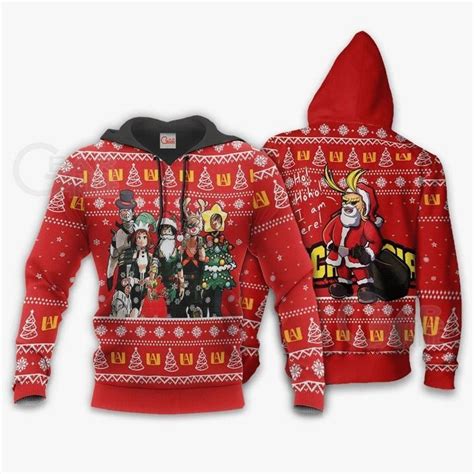 My Hero Academia Ugly Christmas Santa Anime Manga 3d Zip Hoodie Teeruto