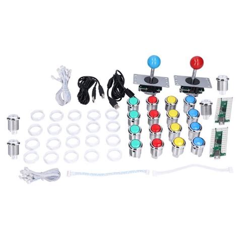 Kit Arcade Diy Joueurs Joystick Voies Boutons Lumineux Encodeur