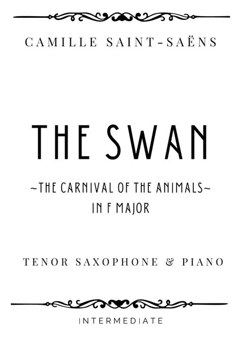 Saint Sa Ns The Swan In F Major Intermediate Arr Piacere Music