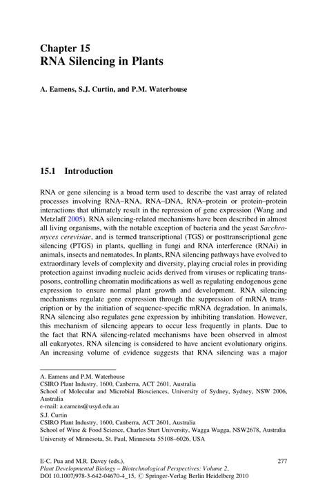 (PDF) RNA silencing in plants 