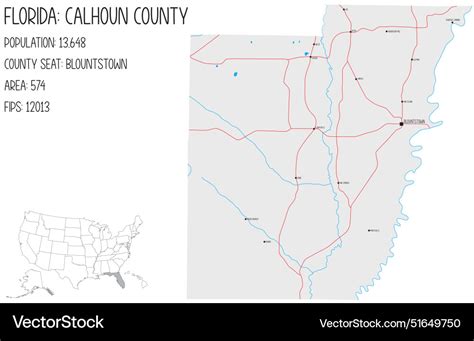 Map Of Calhoun County In Florida Usa Royalty Free Vector