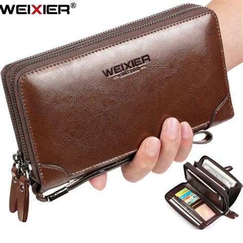 Wallet Men Genuine Leather Card Holder Oil Wax Leather Long Wallets