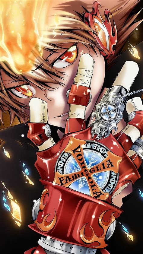 Katekyo Hitman Reborn Tsuna Fire Group Anime Mafia Cool Eyes HD