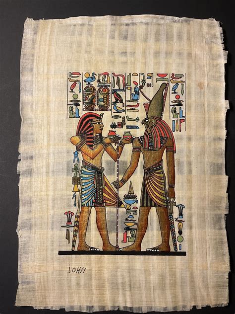 Rare Authentic Hand Painted Ancient Egyptian Papyrus Ramses I Horus