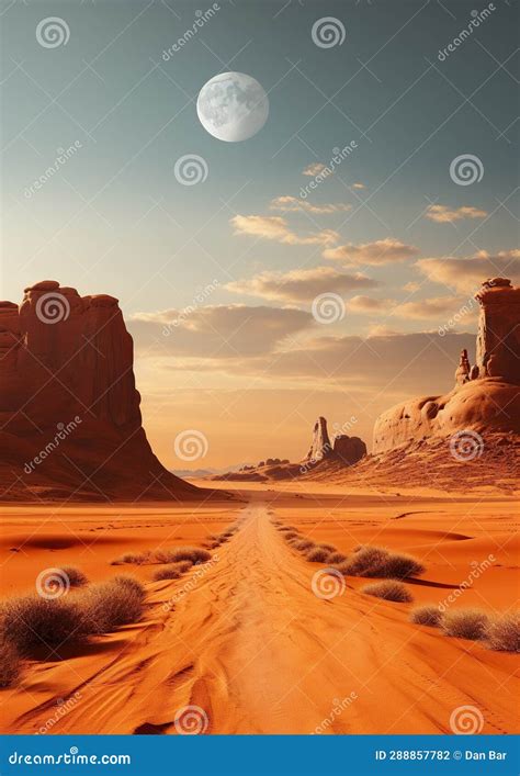 Desert Canyon Landscape Generative Ai Stock Illustration