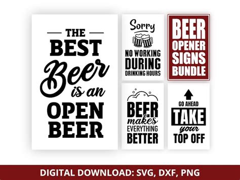 Beer Opener Signs Bundle Svg Dxf Png Files For Wood Laser Cut