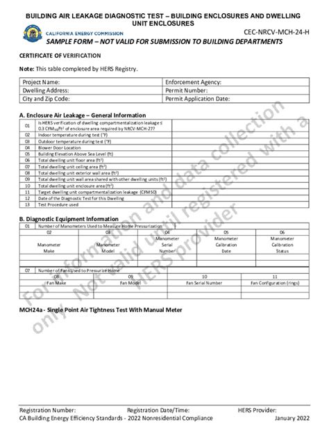 Fillable Online 2022 NRCV MCH 24a Enclosure Air Leakage Worksheet