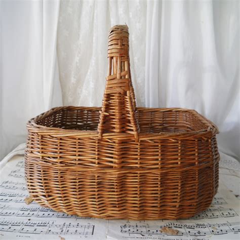 Vintage Wicker Shopping Basket - Etsy