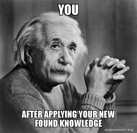 You After Applying Your New Found Knowledge - Serious Albert Einstein | Make a Meme