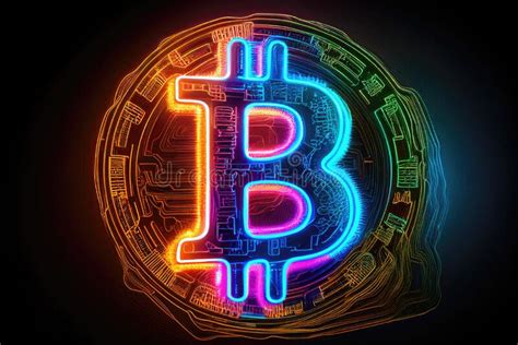 Illustration Of A Bitcoin Logo In Vibrant Saturated And Psychedelic