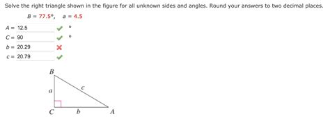 Solved Solve The Right Triangle Shown In The Figure For All