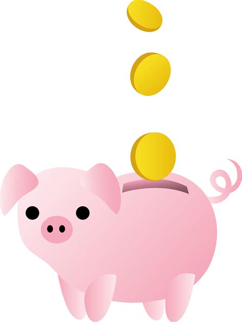 Piggy Bank With Coins - Free Clip Art